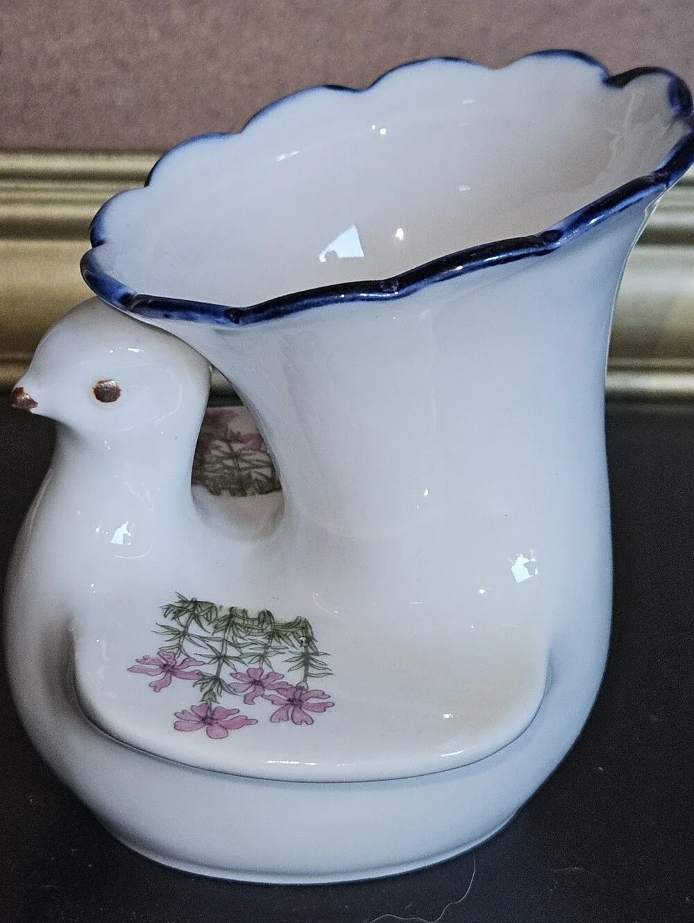 Vintage White w Pink Takahashi San Francisco Bird Dove Bud Vase Planter